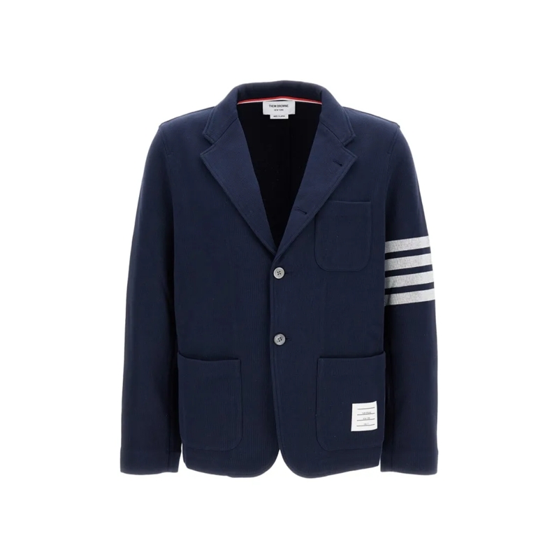 Thom Browne Blazer Structured Blue Jacket With Zipper Closure Blue