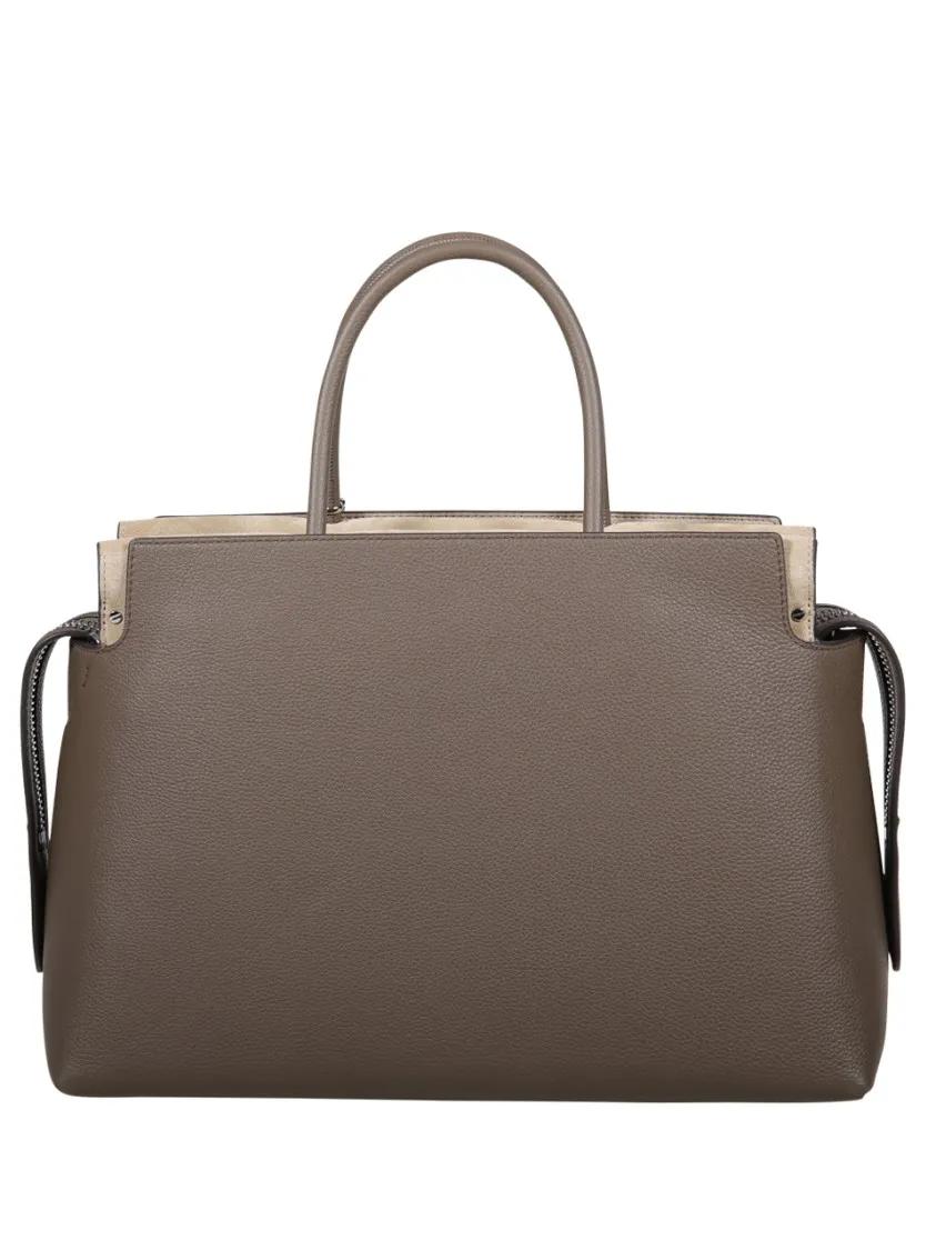 TORY BURCH Hobo bags Mercer Pebbled Large Satchel in bruin