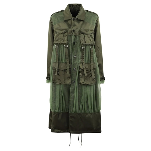 Comme des Garcons Übergangsmäntel Reversible Coat With Tulle Insert Green