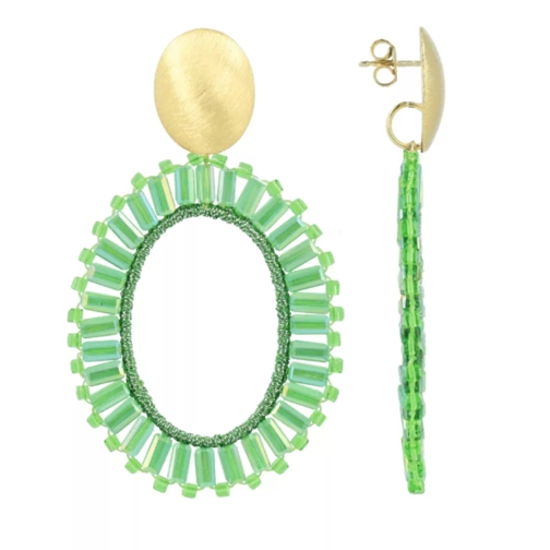 LOTT.gioielli CE SI Open Oval Flat Beads L Bright Green Drop Earring