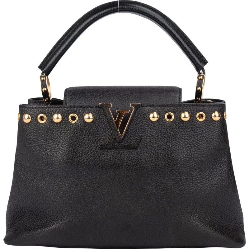 Louis Vuitton Tote Louis Vuitton Noir Taurillon Pins Capucines PM Han schwarz