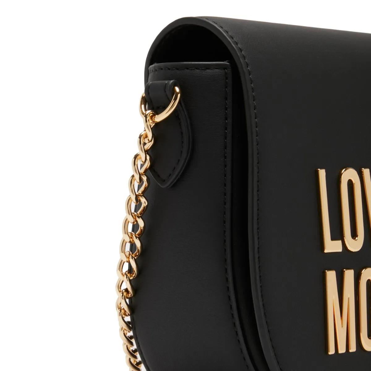 Love Moschino Zwarte Schoudertas met Gouden Logo Black Dames