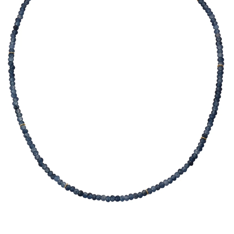 Glanzstücke München Mittellange Halskette Sterling Silber Halskette Chalcedon blau