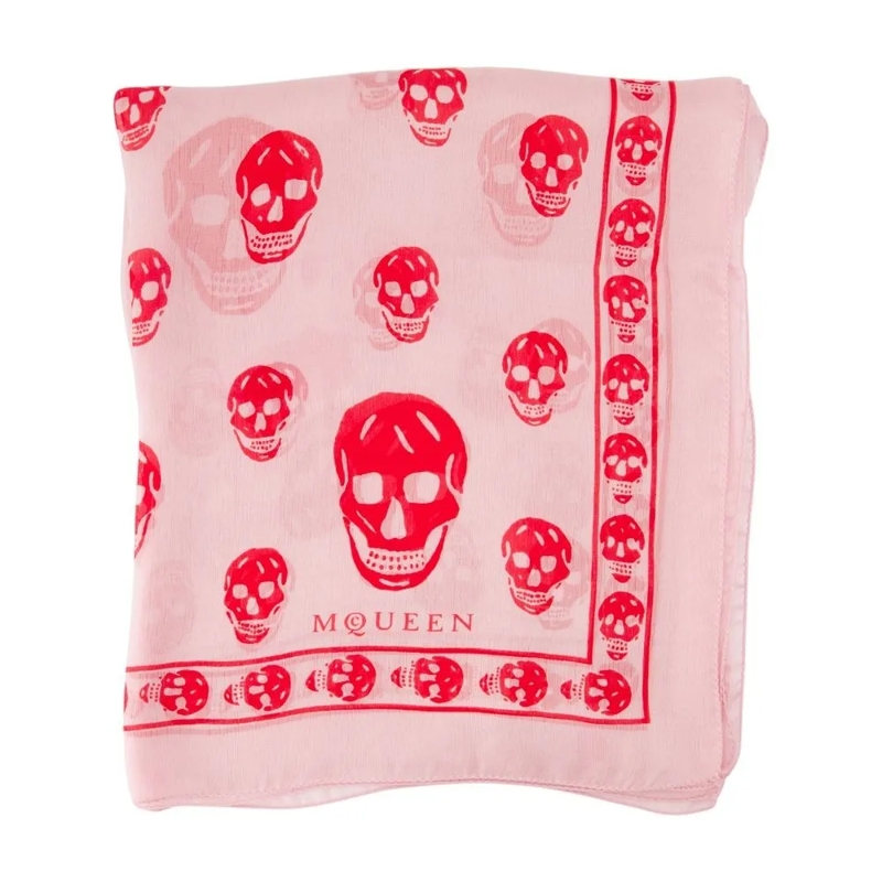 Alexander McQueen Écharpe légère Skull Scarf - Silk - Pink Pink