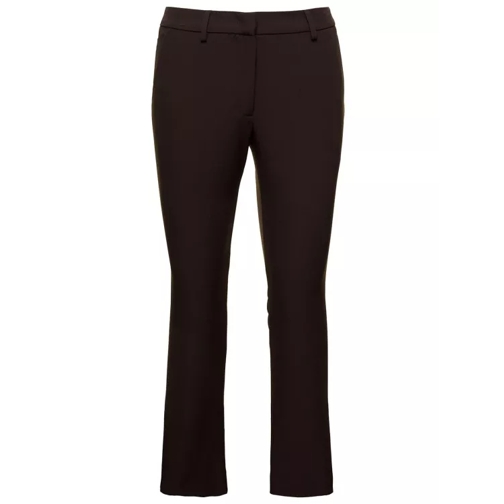 Pt Torino 'Jane' Brown Fitted Flare Pants In Stretch Fabric Brown Freizeithosen
