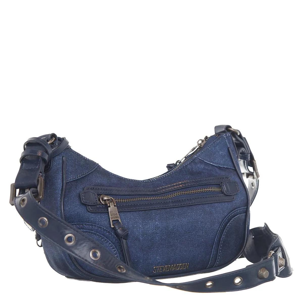Steve Madden Women's Evelyn-O Satchel Bag - Denim Crossbody With Removable Strap