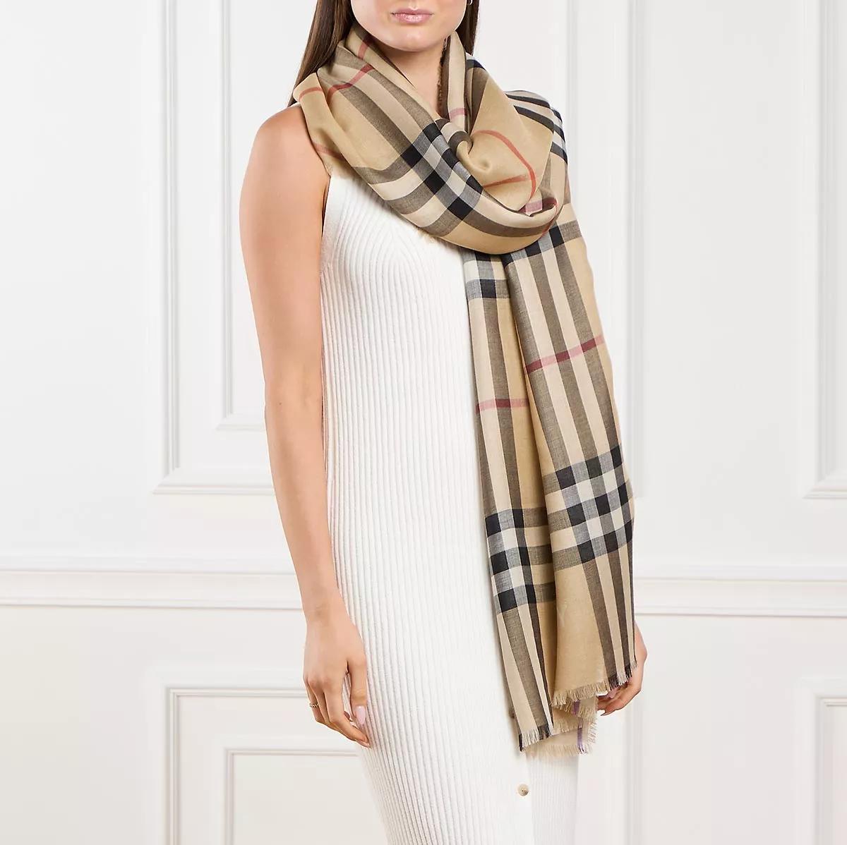 Burberry Reversible Wool Silk Scarf Sand Leichter Schal