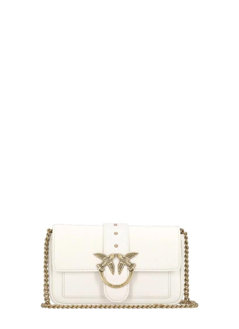 Pinko Shopper - Ivory Leather Shoulder Bag - Gr. unisize - in Beige - für Damen