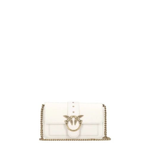 PINKO Ivory Leather Shoulder Bag Neutrals Schoudertas