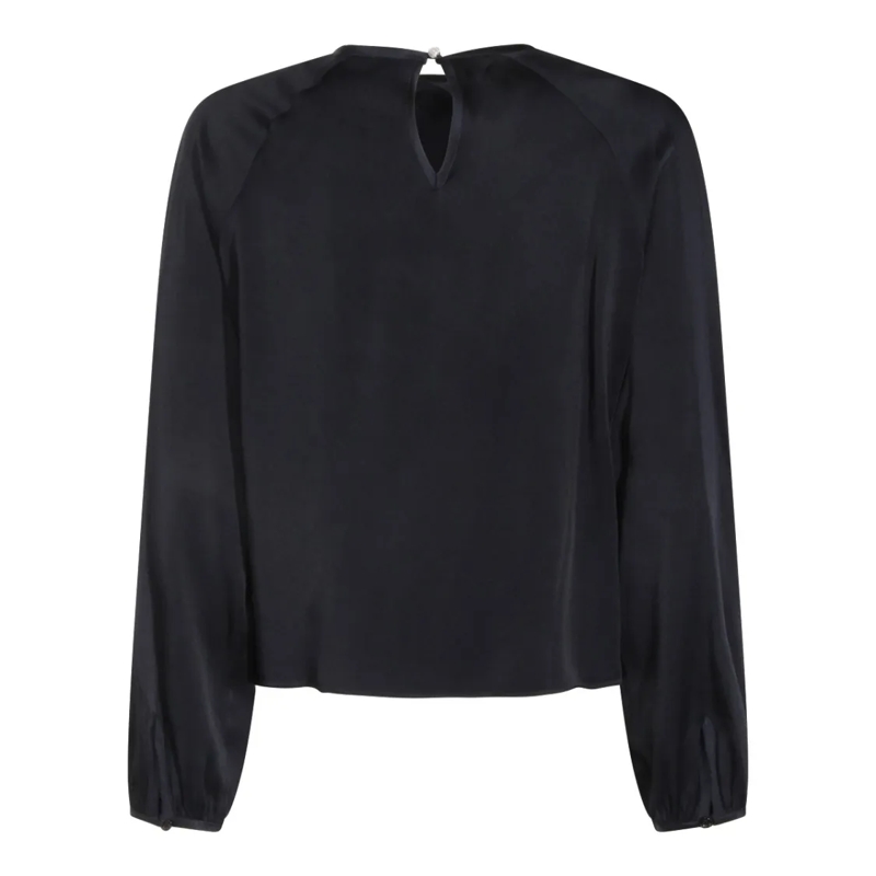 Fabiana Filippi Blouse Navy Viscose Top With Gathered Cuffs Black