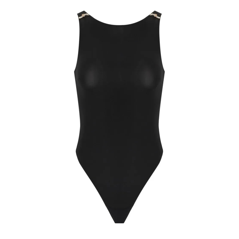 Elisabetta Franchi  Black Sleeveless Bodysuit Black