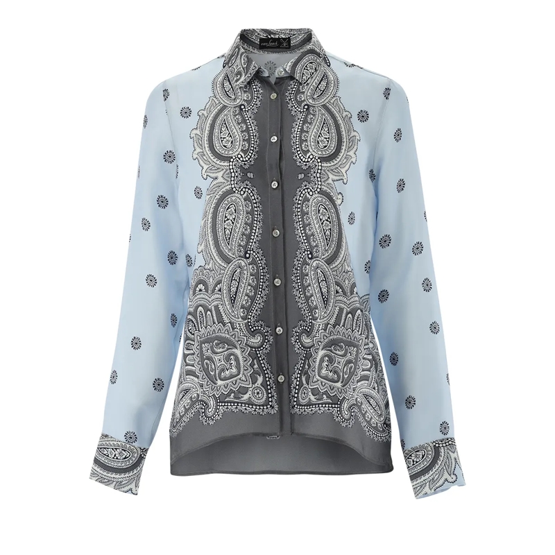 VAN LAACK Bluse Bluse Modern Fit Druck grau