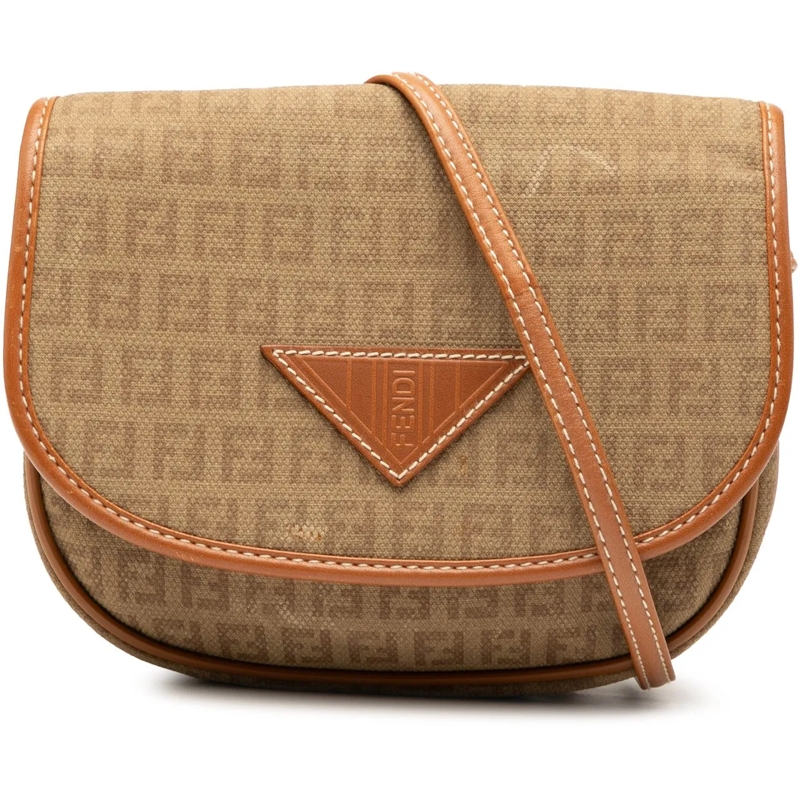 Fendi Schultertasche Mini Zucchino Canvas Crossbody braun