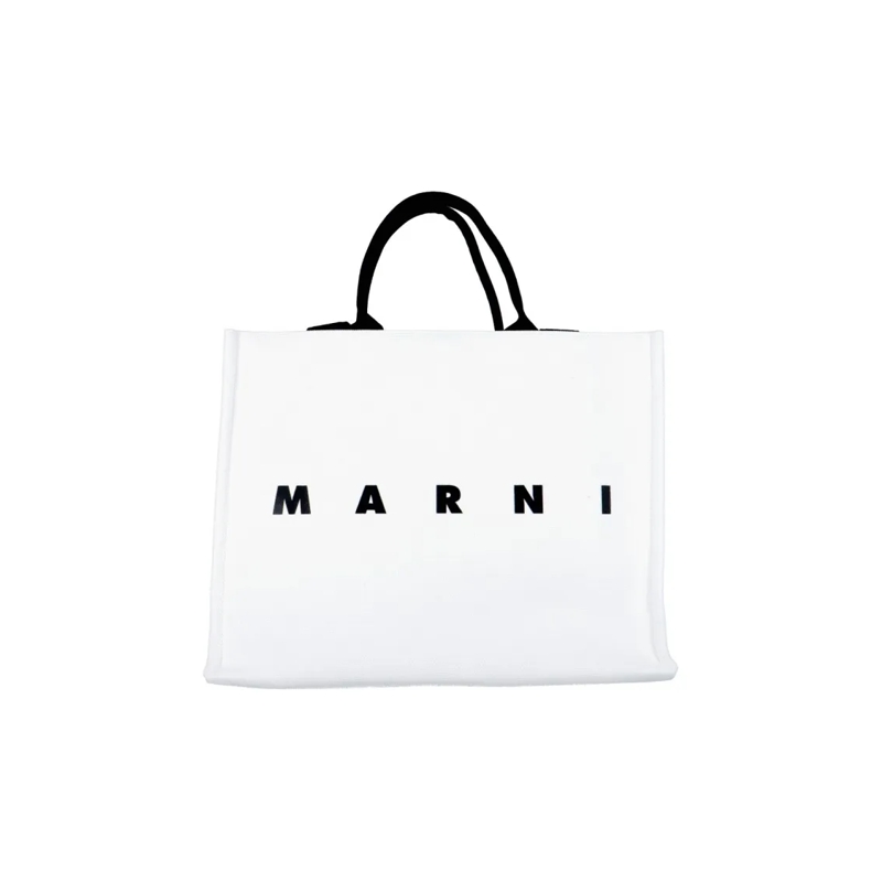 Marni Tote Logo Tote Bag – Black White