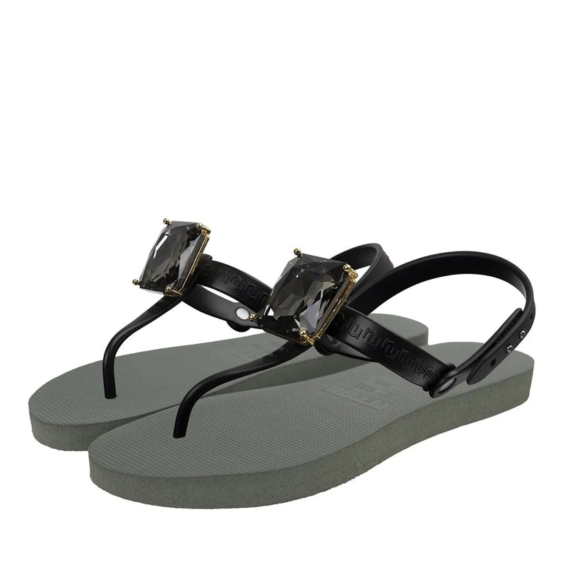 UZURII Flip Flops Zehentrenner Selena Diamond Silver dunkel-grün(Image 2)