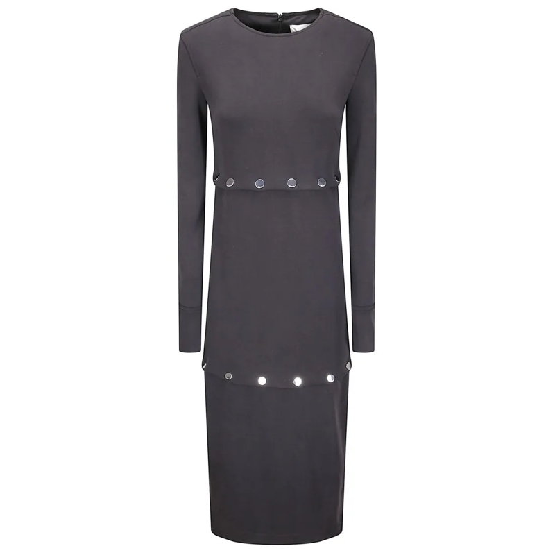 Sportmax  Long Slim Fit Dress With Contrasting Appliqués And Black