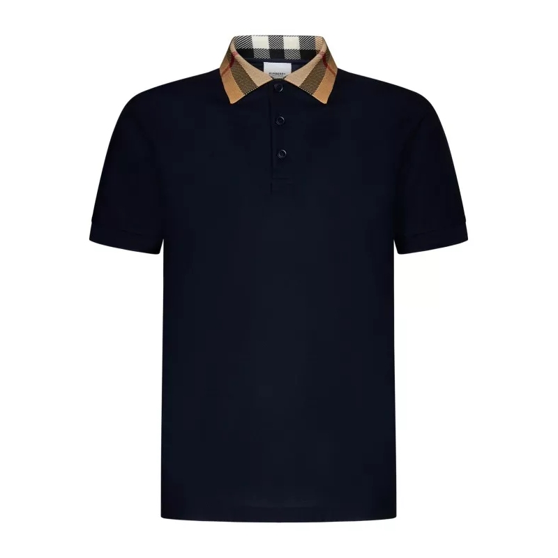 Burberry Polohemd Short-Sleeved Smoked Navy Cotton Piqué Polo Shirt Black