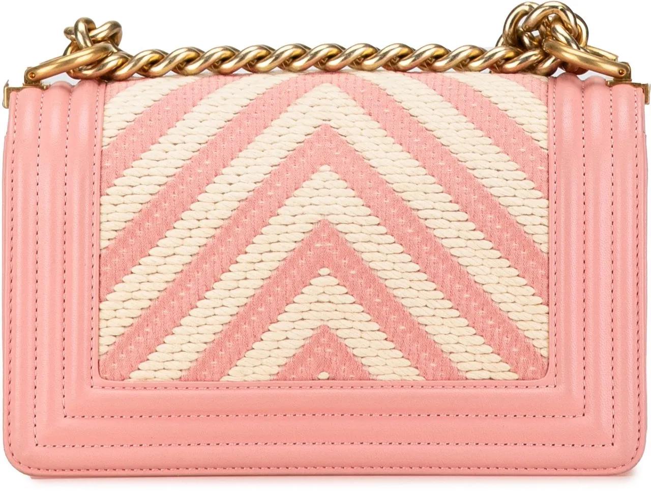 Chanel Shoppers Small Braided Chevron Boy Flap in poeder roze