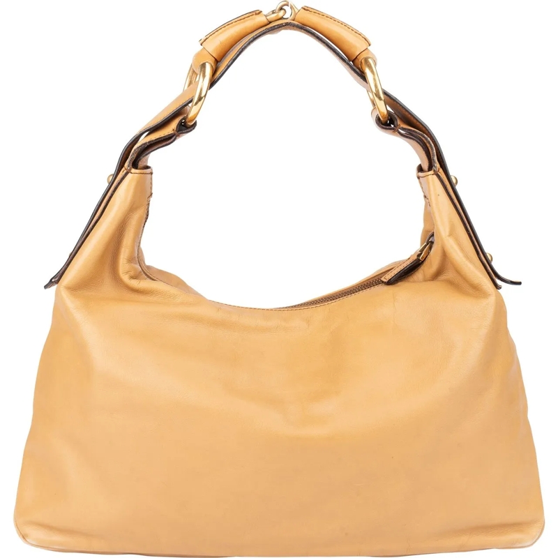 Gucci Schultertasche Gucci Leather Horsebit Hobo Bag beige
