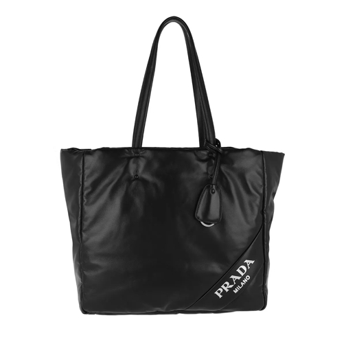 Prada Logo Patch Shopping Bag Black/Pink Rymlig shoppingväska