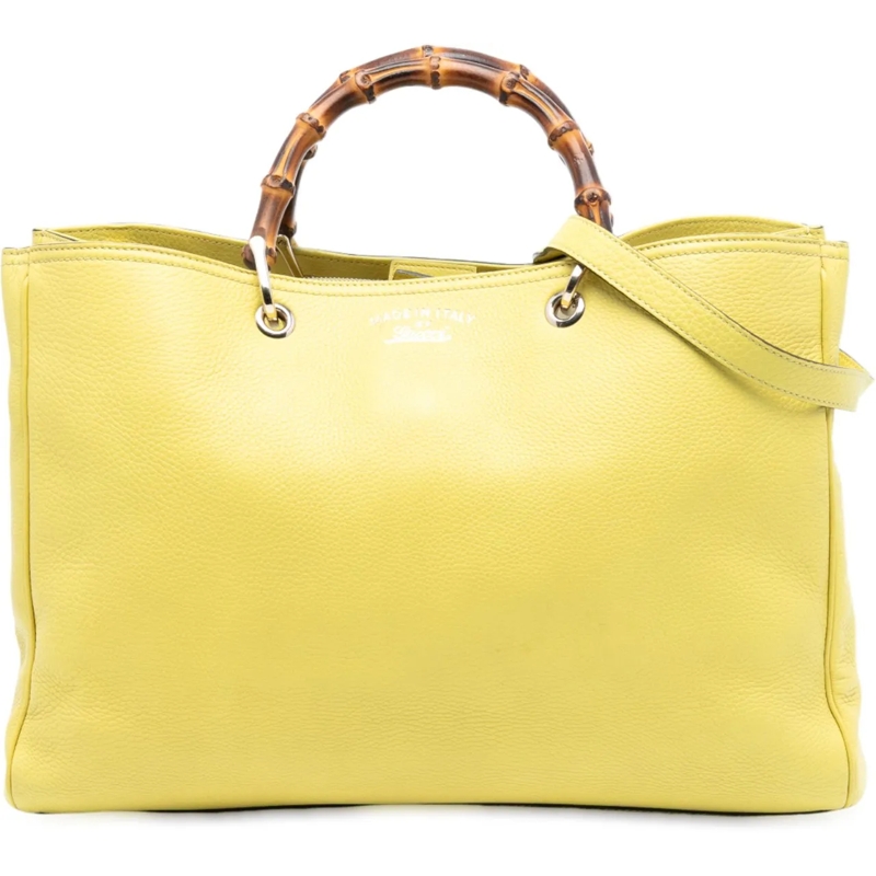 Gucci Sac à bandoulière Large Calfskin Bamboo Shopper Satchel gelb