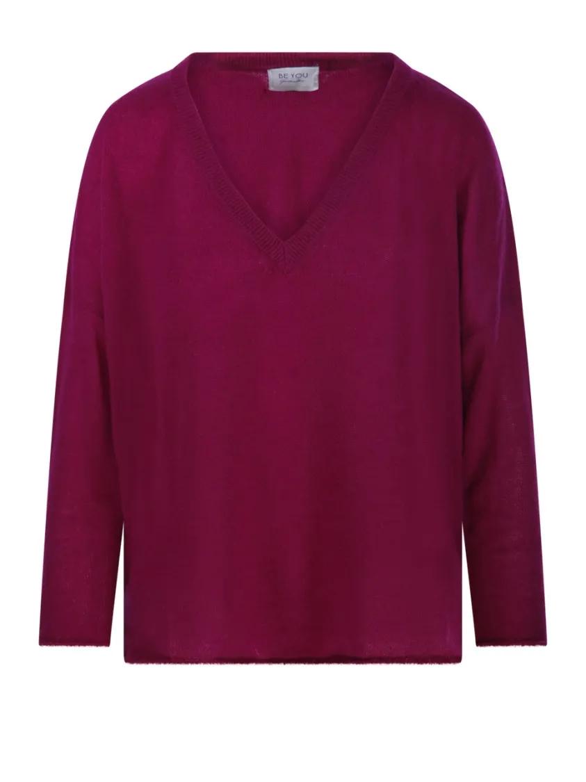 Thumbnail - Be You - V-Neck Cashmere Sweater With Relaxed Fit - Größe XS - red