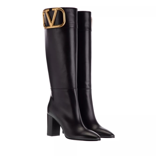 Valentino Garavani Super V Logo Boots Leather Black Boot