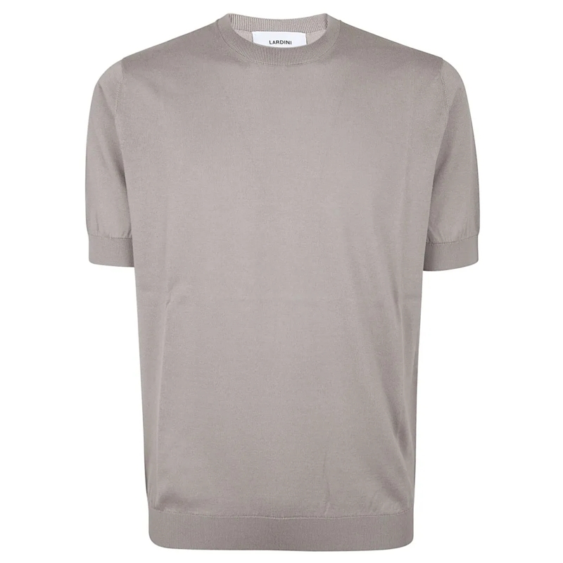 Lardini Pull Short-Sleeved Crew Neck Cotton Sweater With Ribbed Grey