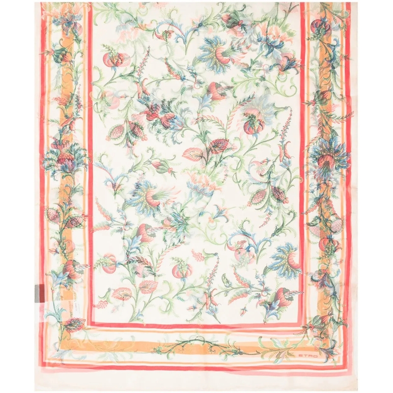 Etro Wollschal Foulard Con Motivo Floreale weiß