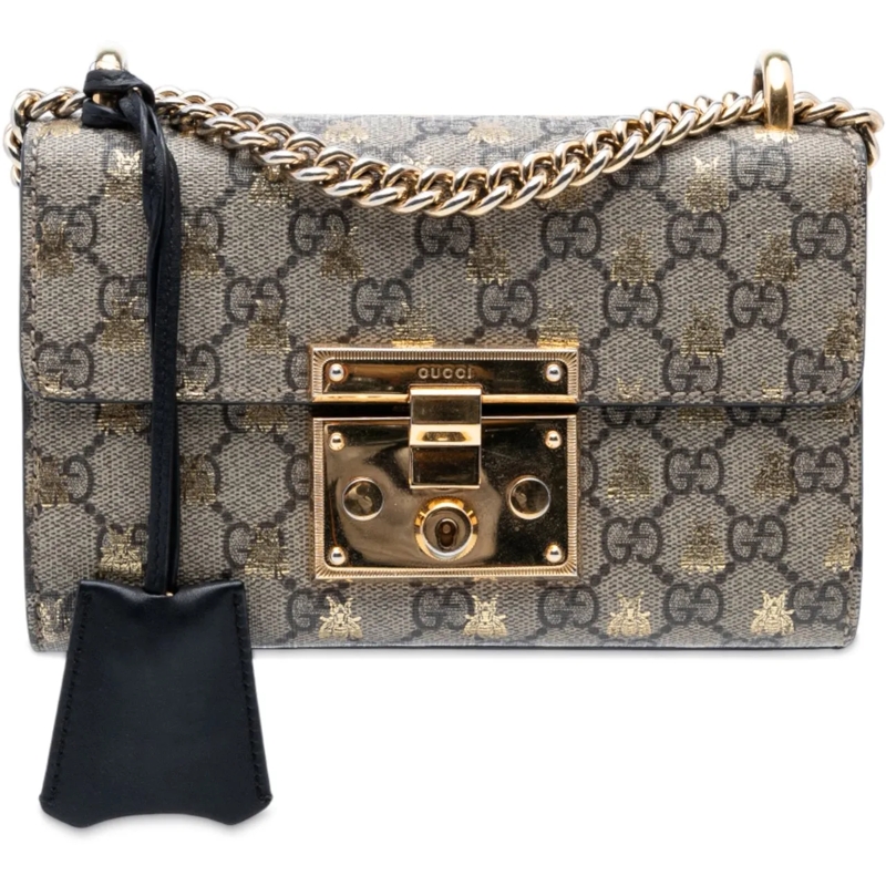 Gucci Sac à bandoulière Small GG Supreme Bee Padlock Crossbody braun