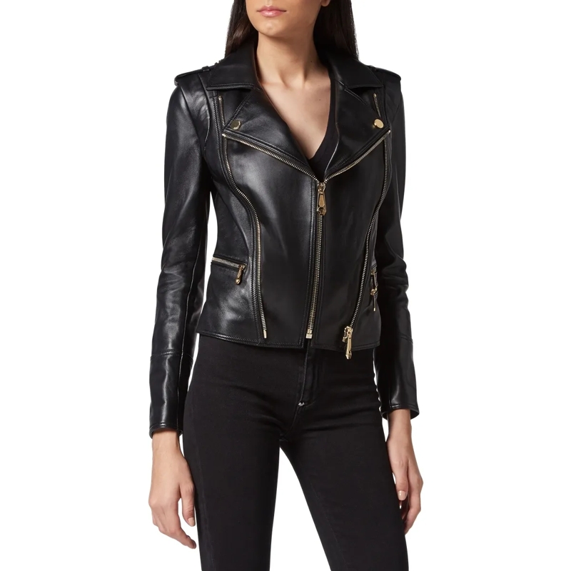 Philipp Plein Lederjacke Leder Biker-Jacke schwarz(Image 3)