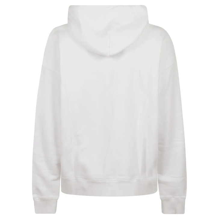 Off White Pure Cotton Drawstring Hood Sweatshirt White Hoodie