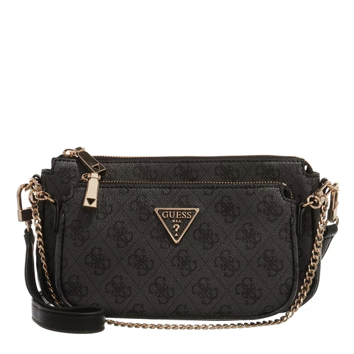 Guess Noelle Double Pouch Crossbody Coal Logo | Crossbody Bag