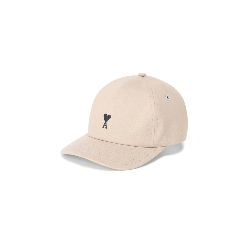 AMI Paris Chapeau en laine Cap mit Logo beige