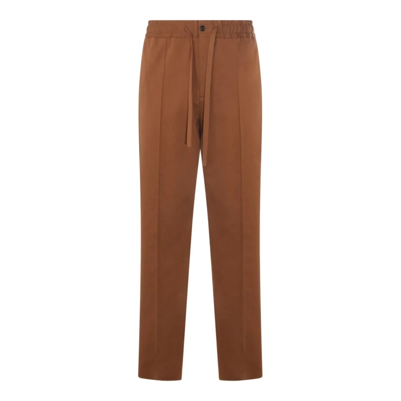 Valentino Garavani Pantalon Straight-Leg Cotton Trousers Brown