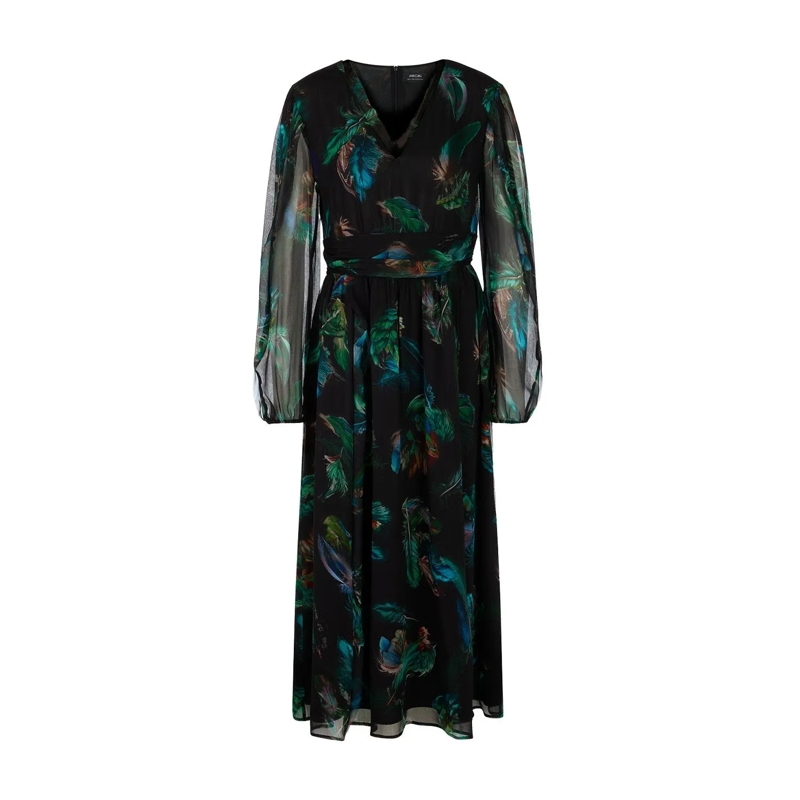 Marc Cain Maxikleid Midikleid mit Print Schwarz