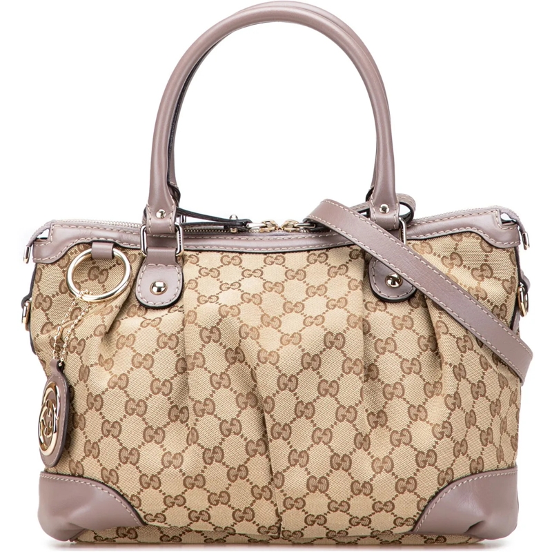 Gucci Schultertasche GG Canvas Sukey Satchel braun
