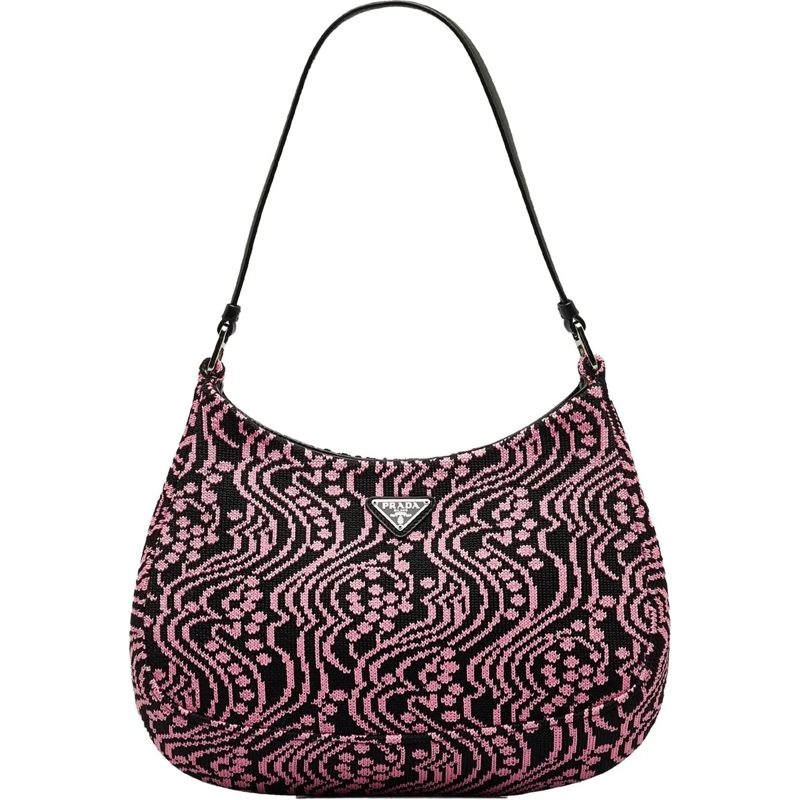 Prada Schultertasche Maglia Jacquard Knit Cleo Bag rose