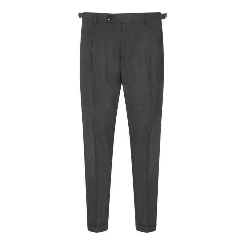 Berwich Chino Tailored Dark Grey Trousers With Flat Front Grey