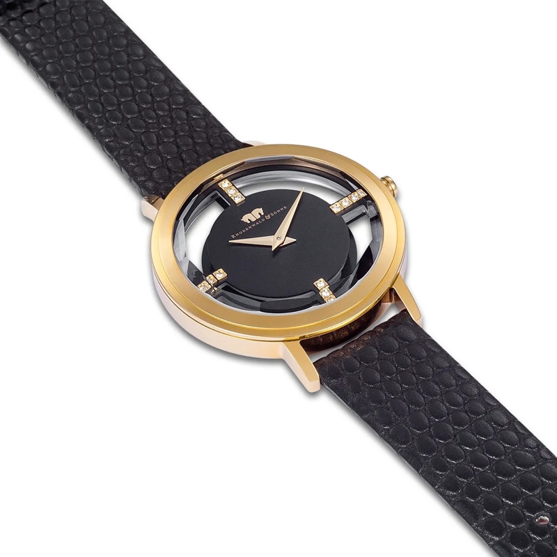 Rhodenwald & Söhne Automatikuhr Damen Armbanduhr Lucrezia Echtleder gold(Image 5)