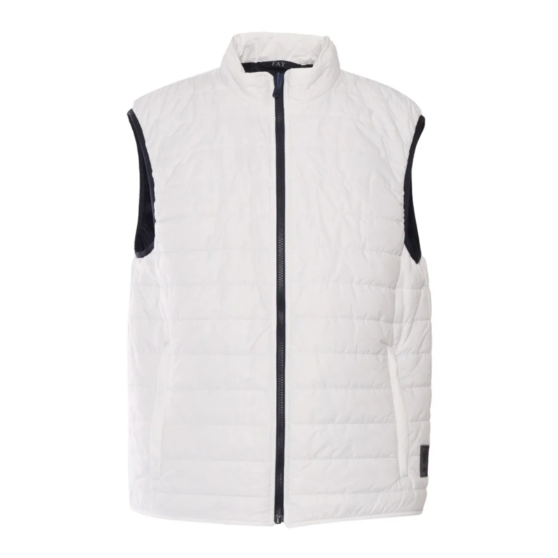 Fay  Quilted Padded Vest With High Collar White