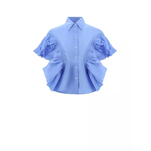 Az Factory X Lutz Huelle Rouches Cotton Shirt Blue Chemises
