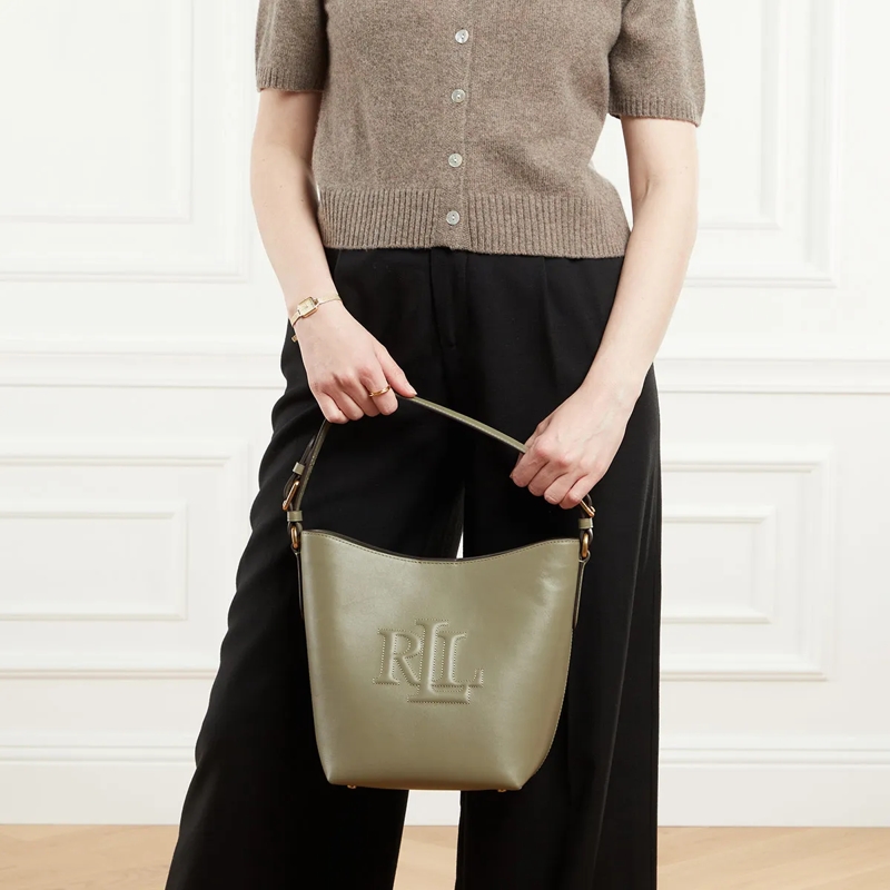 Lauren Ralph Lauren Sac reporter Witley Md Bk Bucket Bag Medium Sage Green(Image 2)