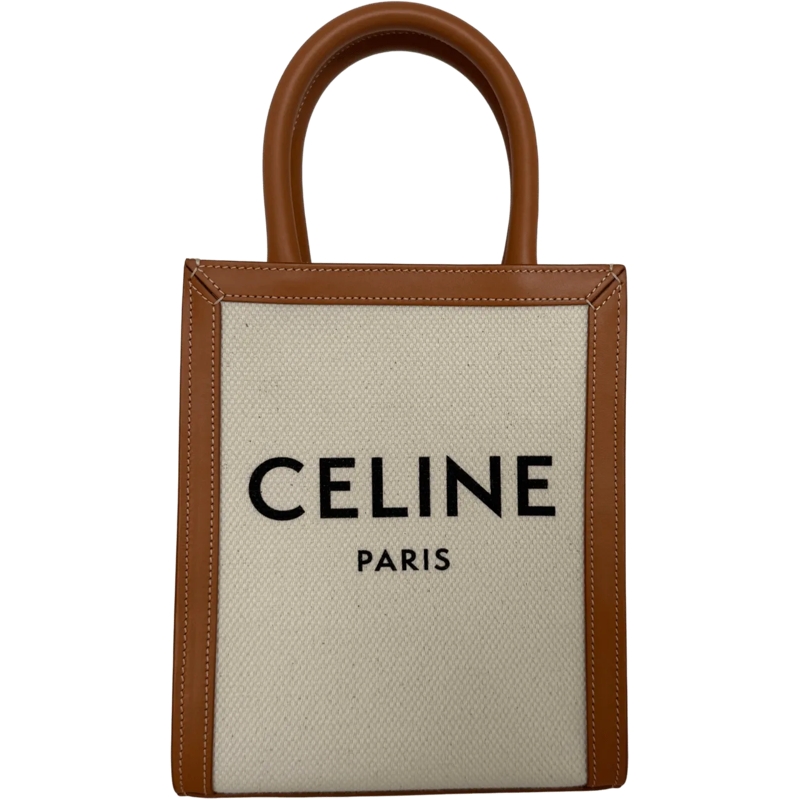 Celine Tote Celine Mini Vertical Cabas handbag in canvas and l beige