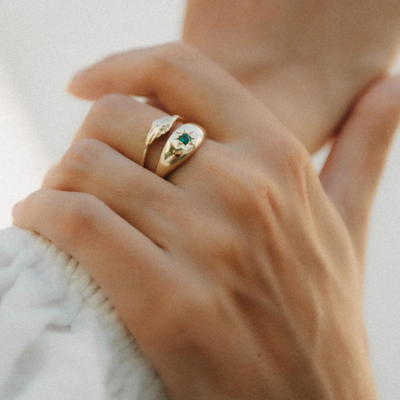 Thumbnail - Haze & Glory Ring - Ring Siegelring Marquis - Gratitude 375 Gelbgold - Gr. 54 MM - in Gold - für Damen