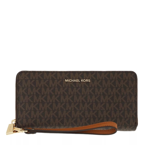 Michael Kors Jet Set Travel Continental Brown | Continental Wallet ...