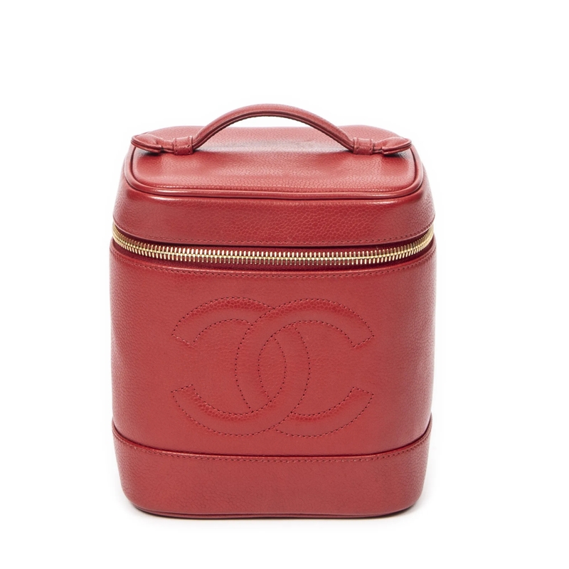 Chanel Crossbody Bag CC Tall Vanity Case rot