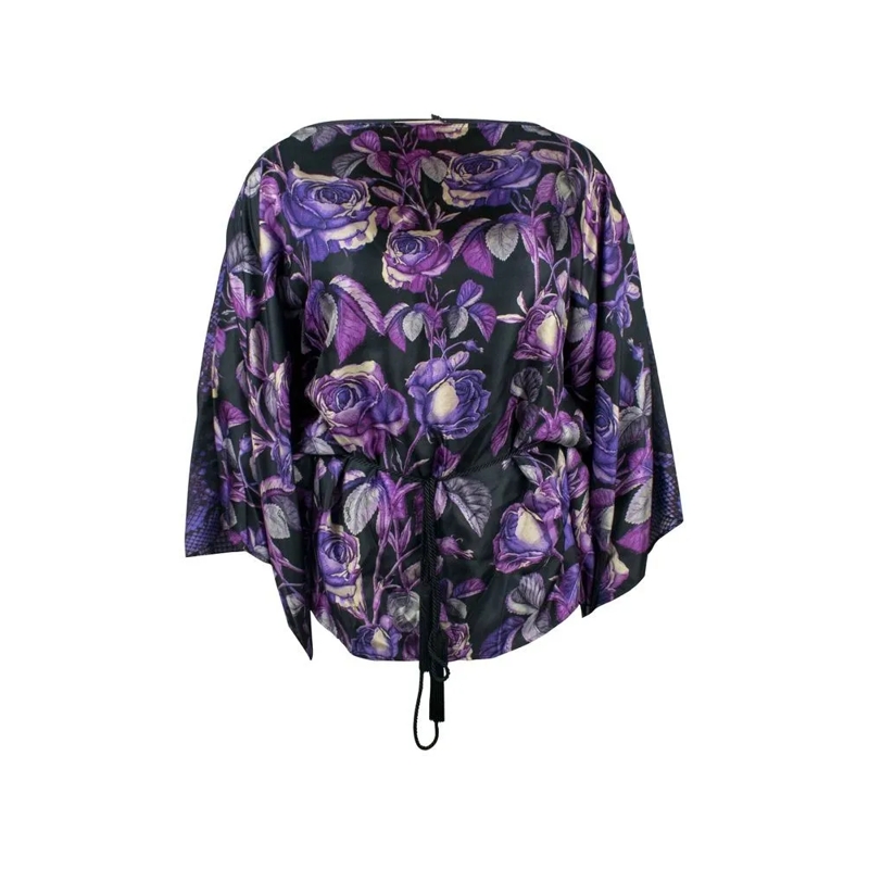 Roberto Cavalli Tuniek/Kaftan Silk Kaftan With Floral And Python Prints Black