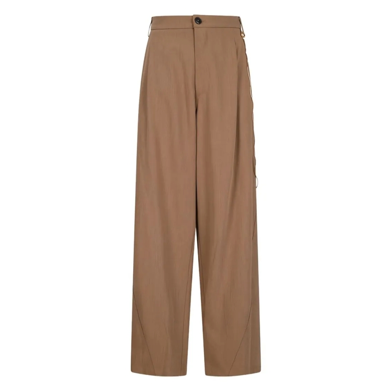 Darkpark  Tailored Beige Trousers With Textured Finish Brown