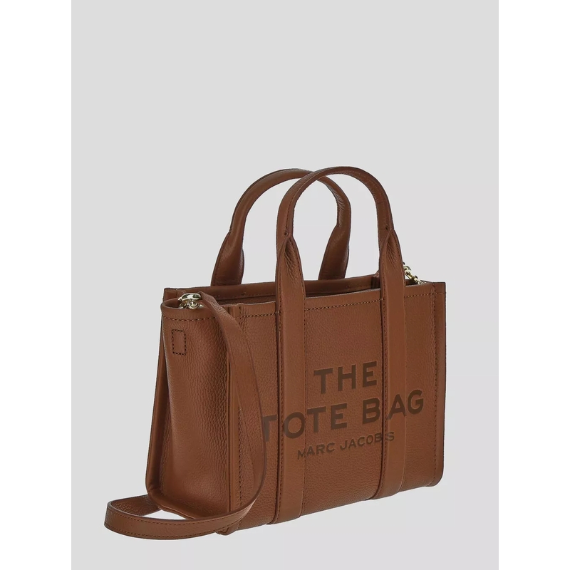 Marc Jacobs Tote Structured Pebbled Leather Tote With Bold Logo Brown(Image 3)
